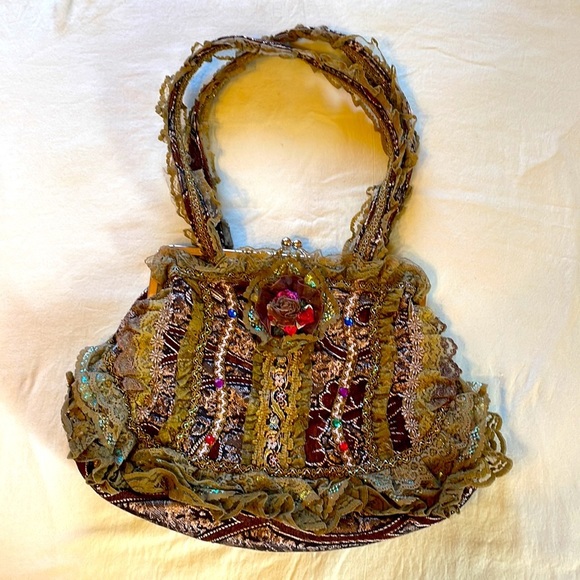 Mick-Gwend Handbags - Rare Mick-Gwend vintage tapestry and lace French shoulder purse